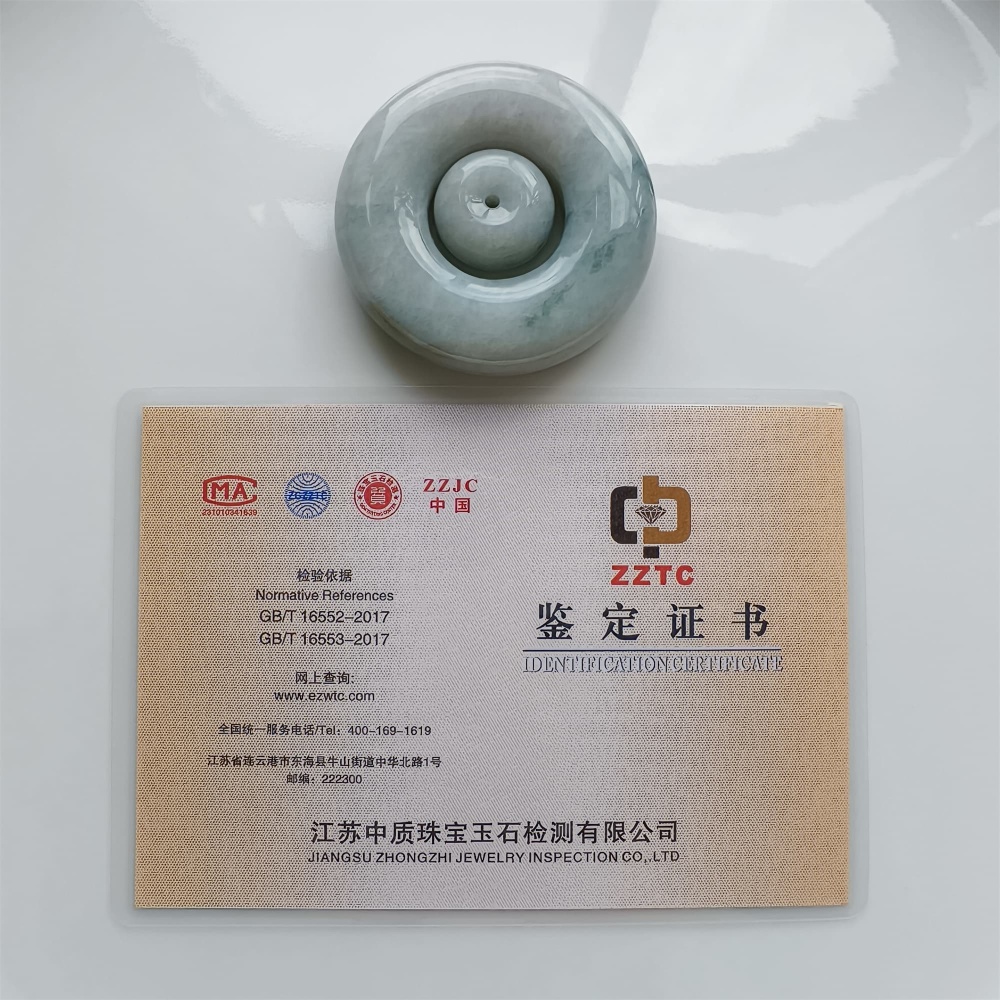 DDP 56.5mm Natural Certificated Type A Light Green Burmese Jadeite Safety Buckle Pendant
