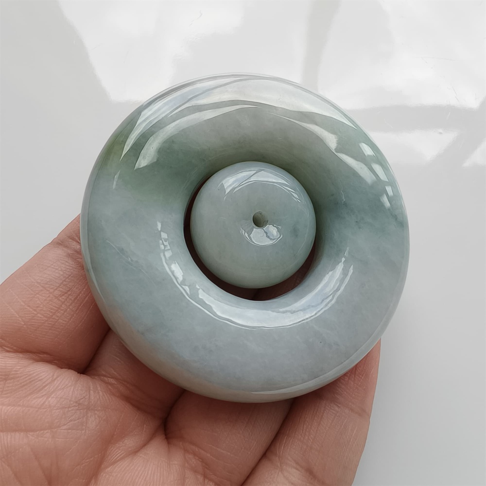 DDP 56.5mm Natural Certificated Type A Light Green Burmese Jadeite Safety Buckle Pendant