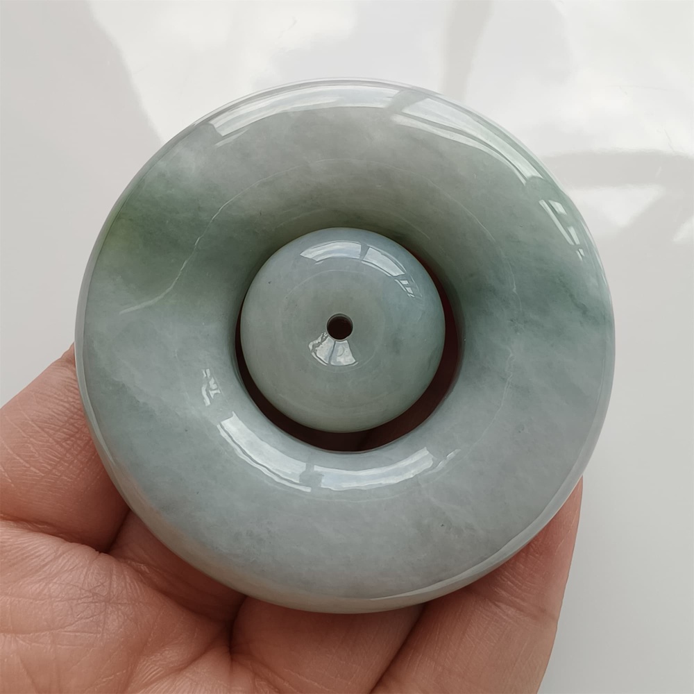 DDP 56.5mm Natural Certificated Type A Light Green Burmese Jadeite Safety Buckle Pendant