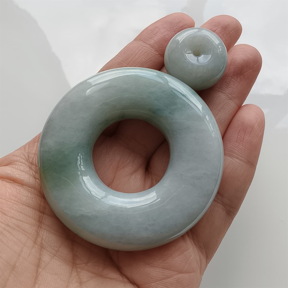 DDP 56.5mm Natural Certificated Type A Light Green Burmese Jadeite Safety Buckle Pendant