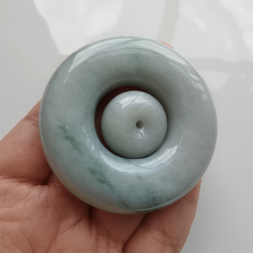 DDP 56.5mm Natural Certificated Type A Light Green Burmese Jadeite Safety Buckle Pendant