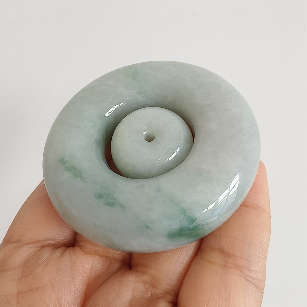 DDP 56.5mm Natural Certificated Type A Light Green Burmese Jadeite Safety Buckle Pendant