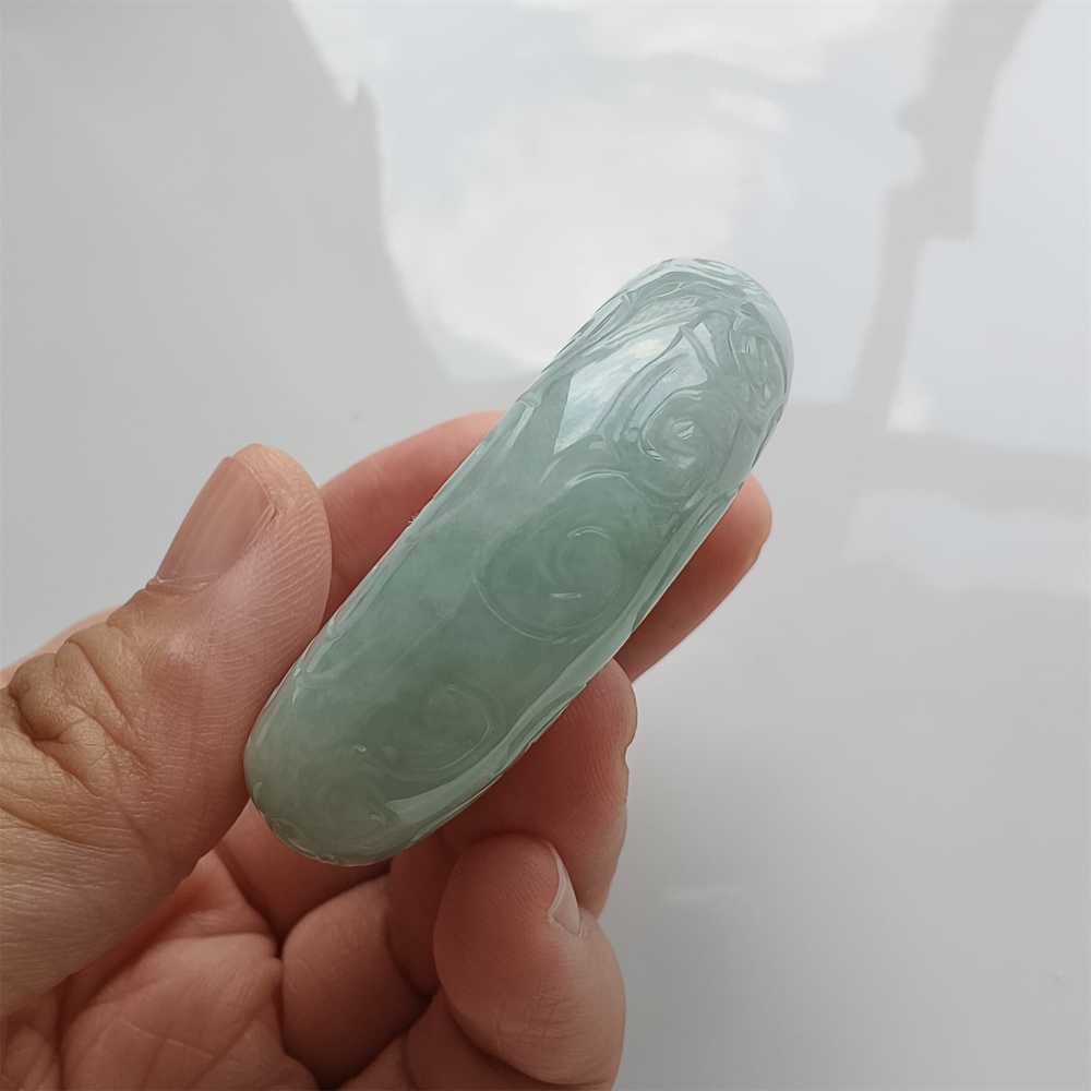 DDP 51mm Natural Certificated Type A Green Burmese Jadeite Safety Buckle Pendant
