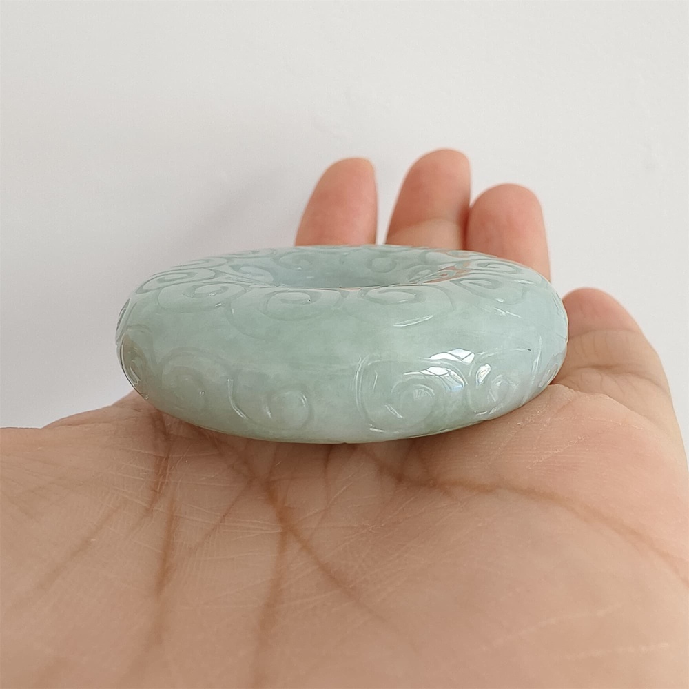 DDP 51mm Natural Certificated Type A Green Burmese Jadeite Safety Buckle Pendant