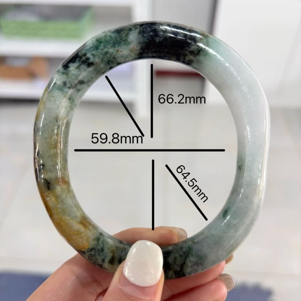 DDP Natural Certificated Multi Color Burmese Jadeite Alien Shape Band Bangle