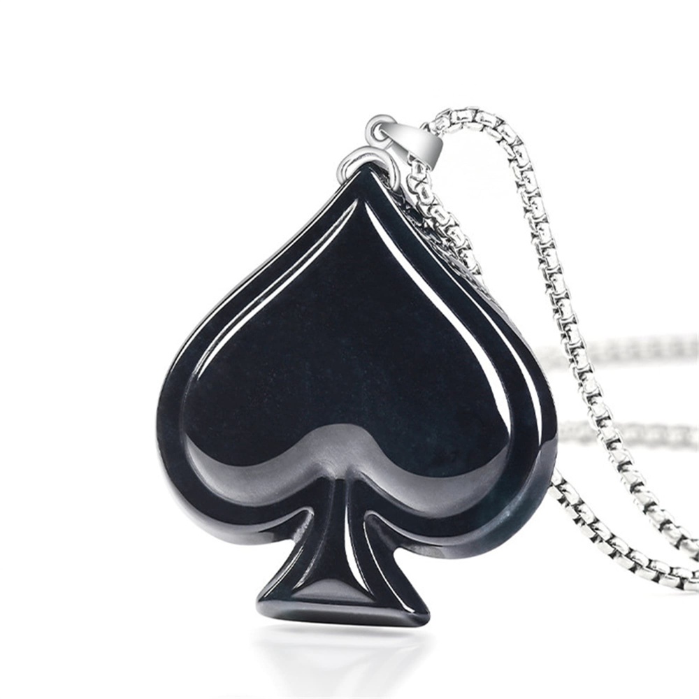 DDP 44mm Natural Certificated Type A Untreated Black Chicken Species Burmese Jadeite Heart Pendant