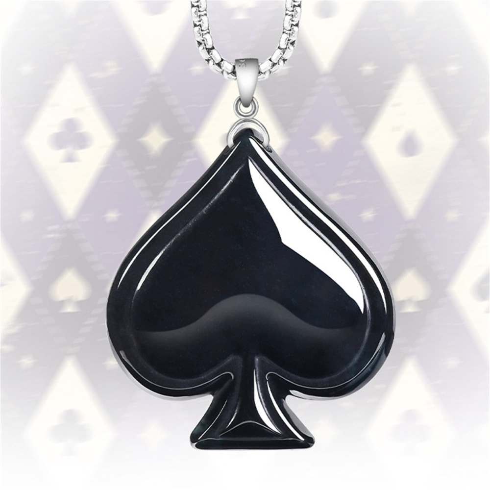 DDP 44mm Natural Certificated Type A Untreated Black Chicken Species Burmese Jadeite Heart Pendant