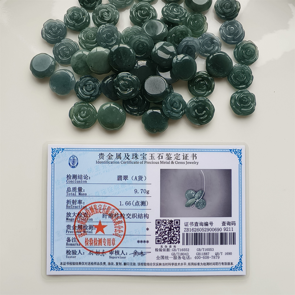 DDP 2pcs Natural Type A Untreated Blue Icy Waxy Guatemalan Jadeite Rose Pendant