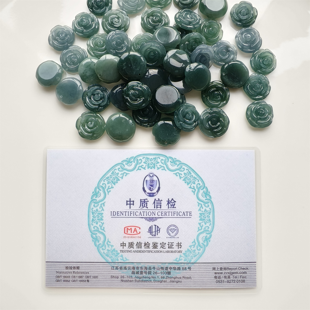 DDP 2pcs Natural Type A Untreated Blue Icy Waxy Guatemalan Jadeite Rose Pendant
