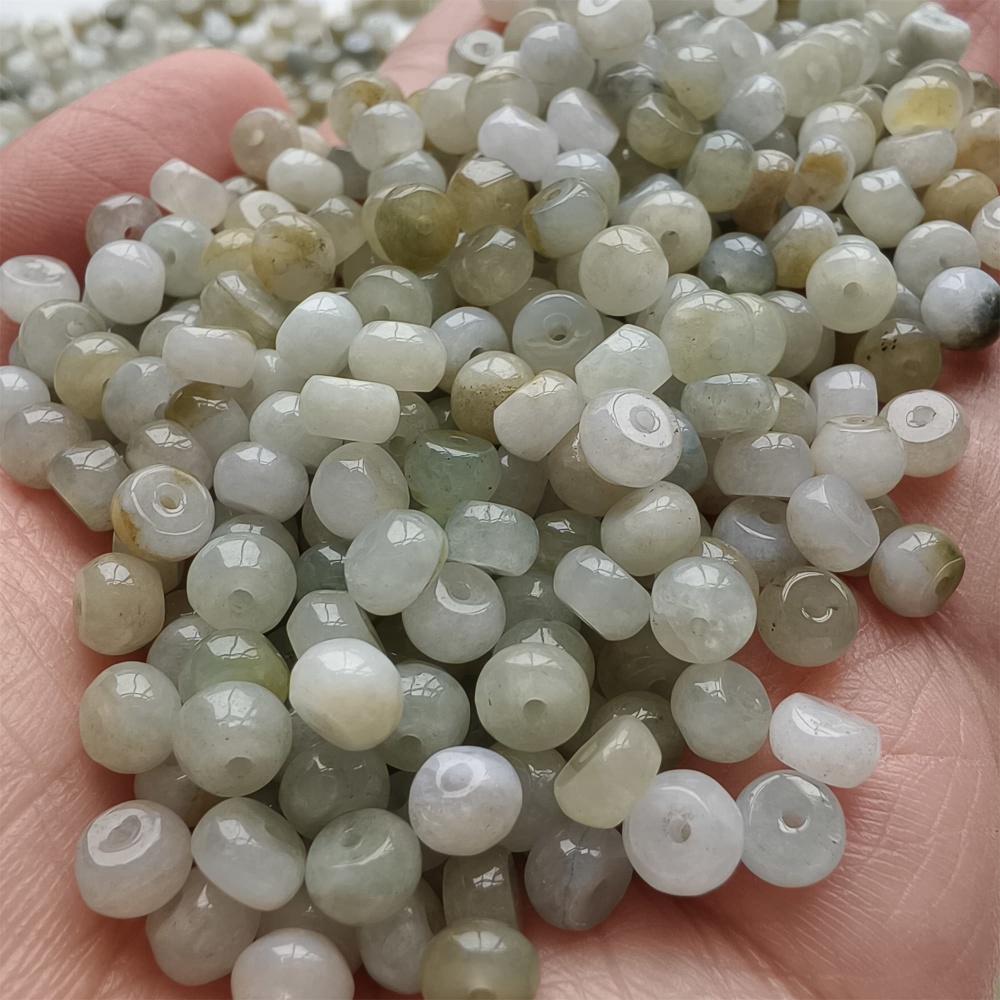 DDP 50pcs 5.2mm Natural Certificated Type A Yellow White Burmese Jadeite Rondelle Beads