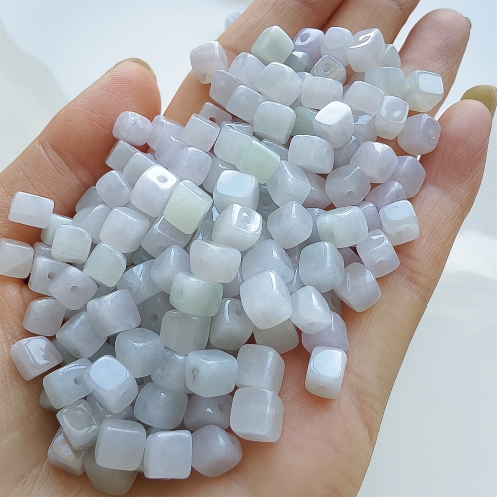 DDP 30pcs 5-6mm Natural Certificated Type A Light Lavender Burmese Jadeite Square Beads