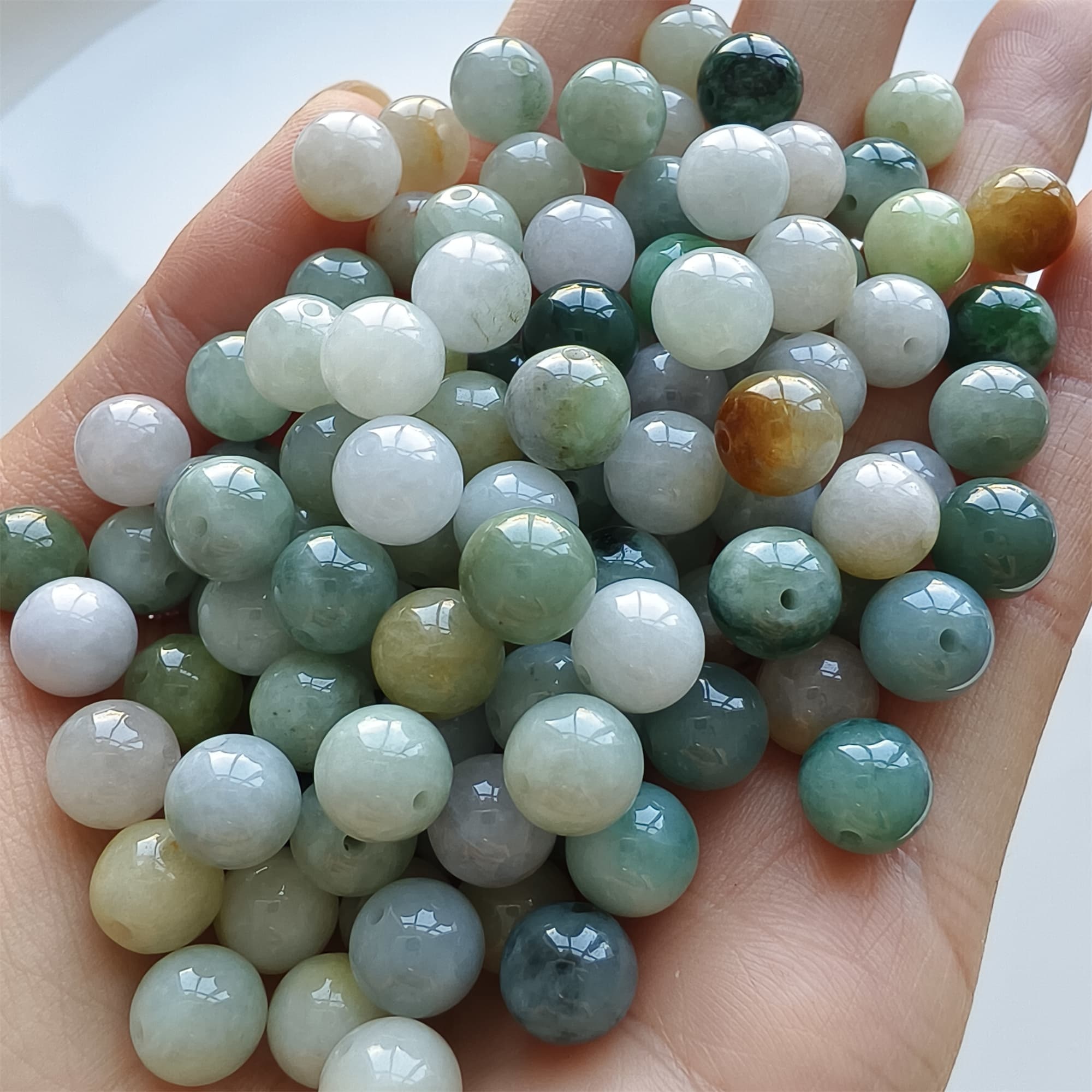DDP 30pcs 8mm Natural Certificated Multi Color Burmese Jadeite Smooth Round Beads