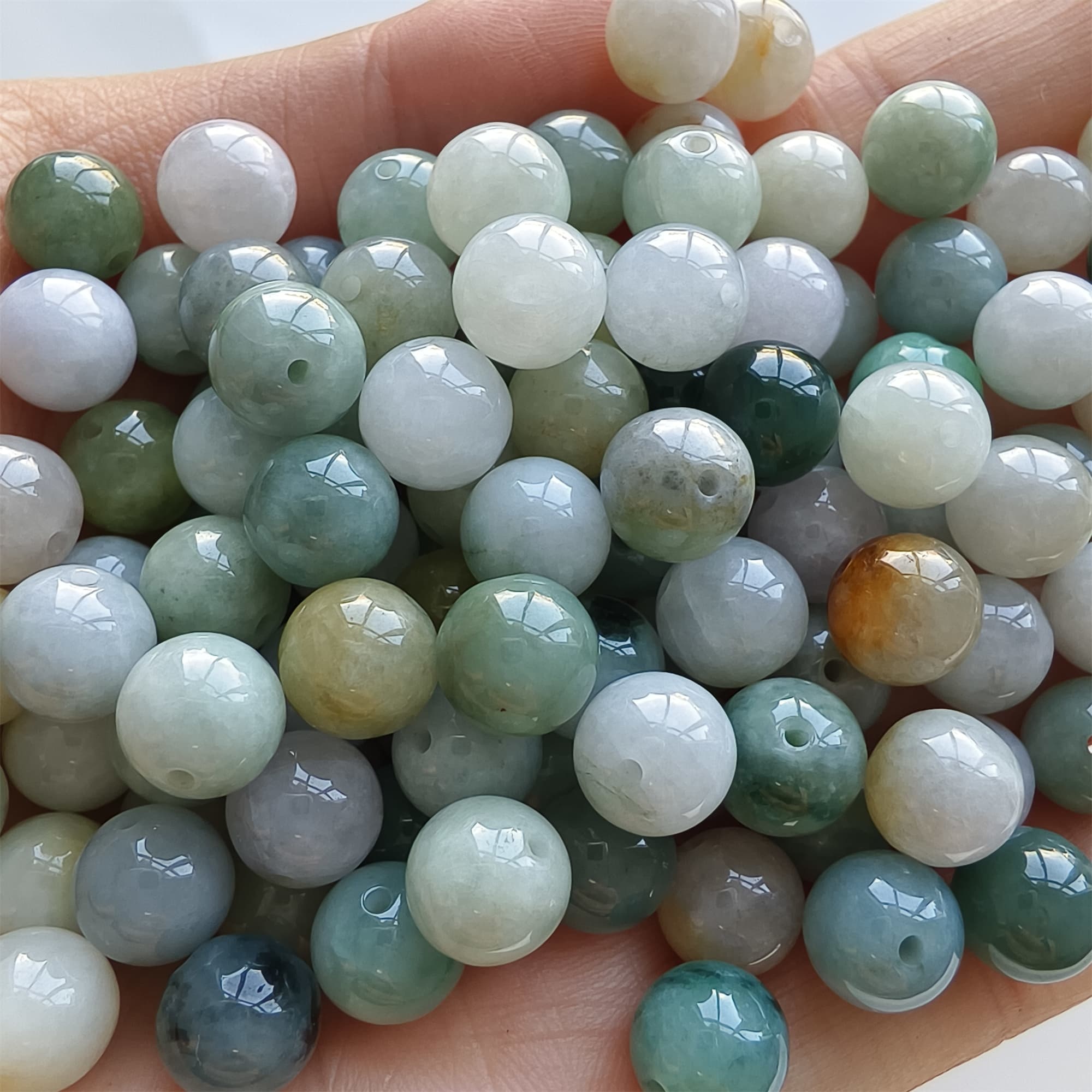 DDP 30pcs 8mm Natural Certificated Multi Color Burmese Jadeite Smooth Round Beads