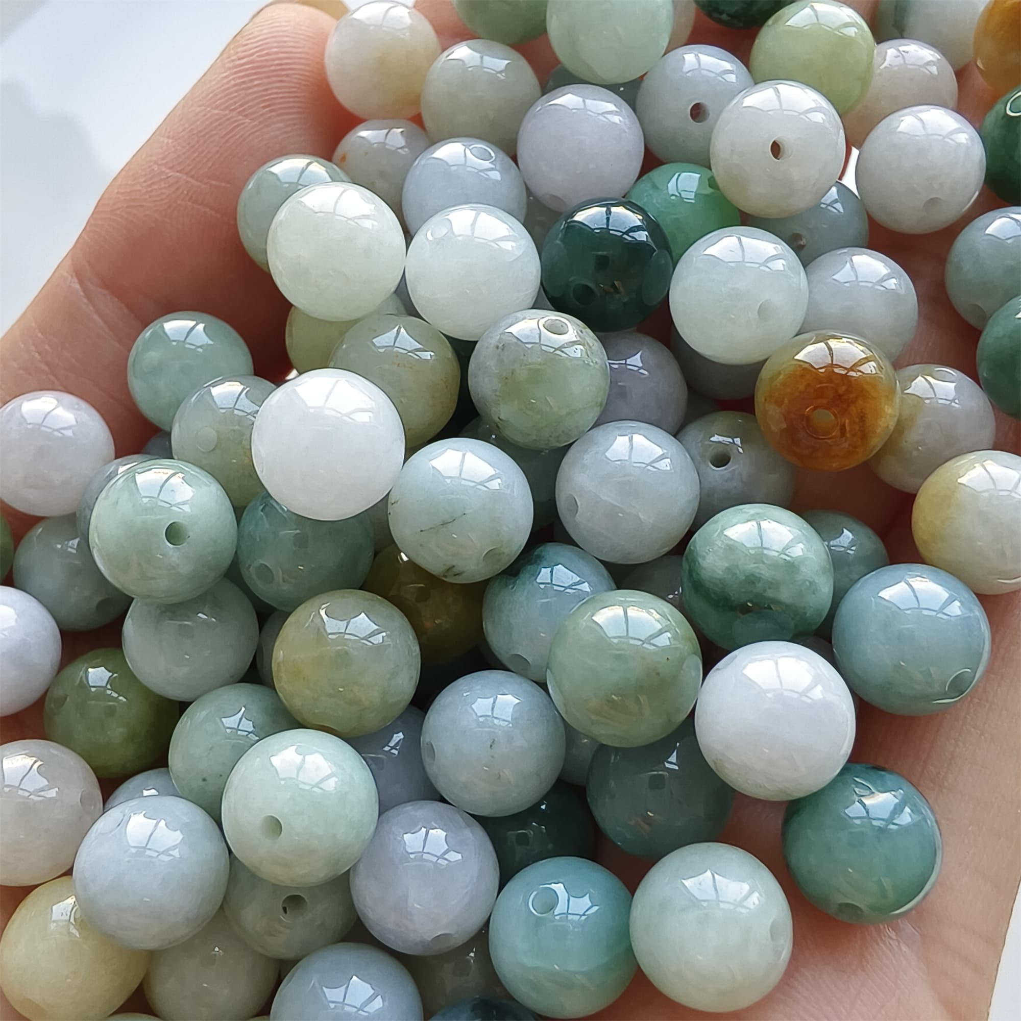 DDP 30pcs 8mm Natural Certificated Multi Color Burmese Jadeite Smooth Round Beads