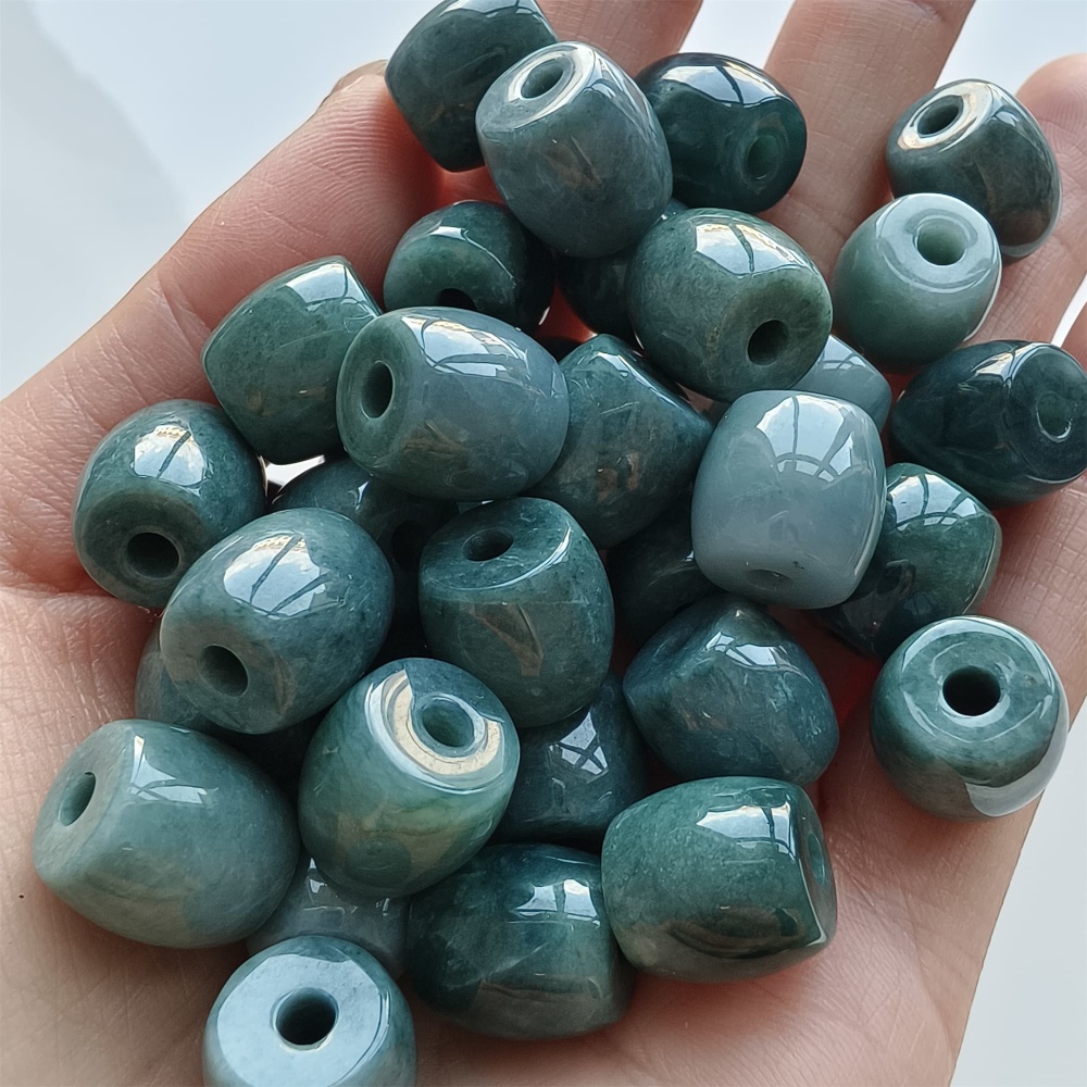 DDP 5pcs 12-15mm Natural Certificated Type A Blue Watery Guatemalan Jadeite Oval Beads