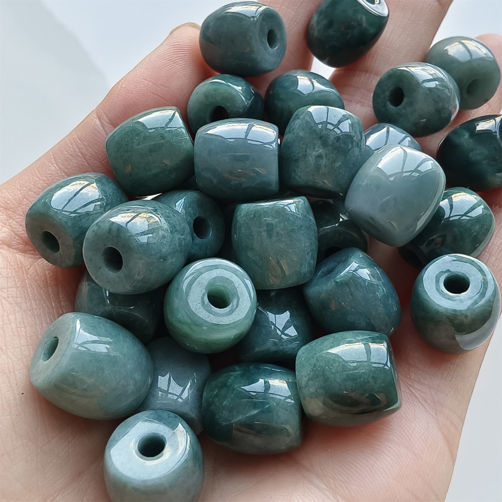 DDP 5pcs 12-15mm Natural Certificated Type A Blue Watery Guatemalan Jadeite Oval Beads