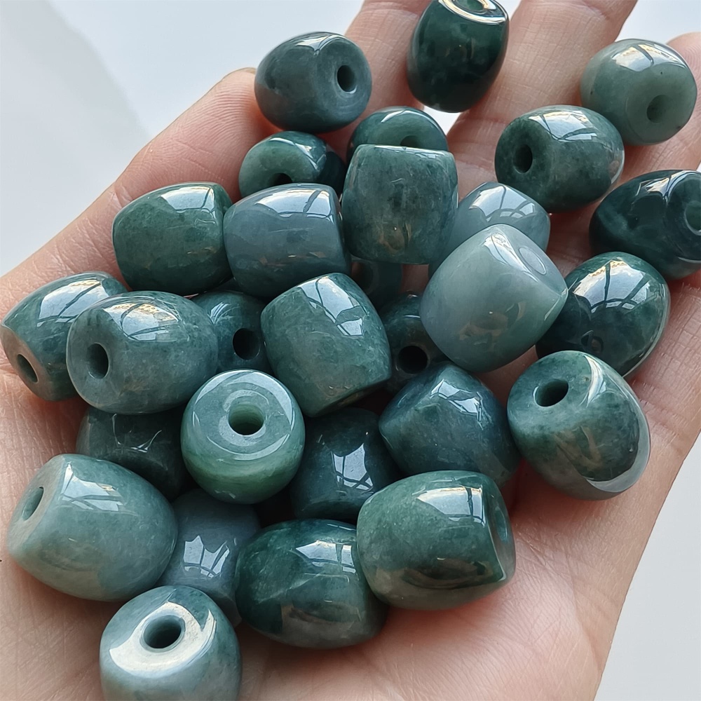 DDP 5pcs 12-15mm Natural Certificated Type A Blue Watery Guatemalan Jadeite Oval Beads