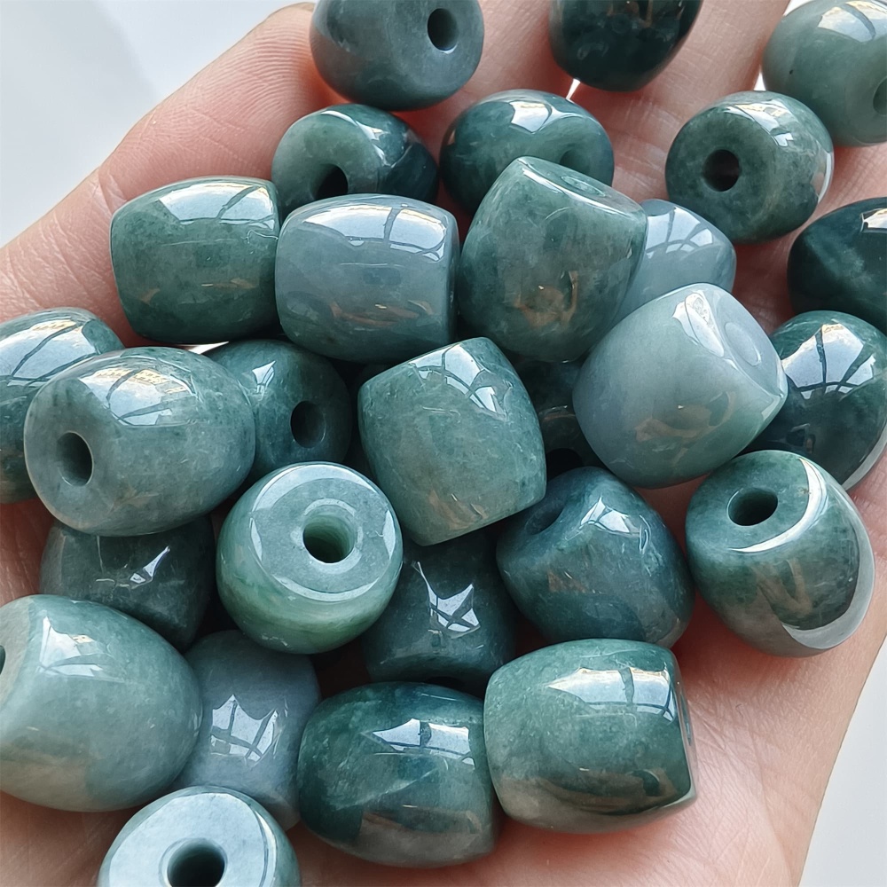 DDP 5pcs 12-15mm Natural Certificated Type A Blue Watery Guatemalan Jadeite Oval Beads