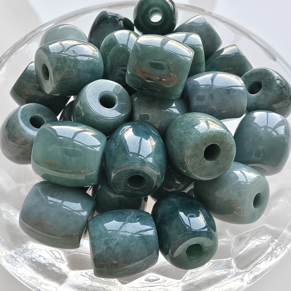 DDP 5pcs 12-15mm Natural Certificated Type A Blue Watery Guatemalan Jadeite Oval Beads