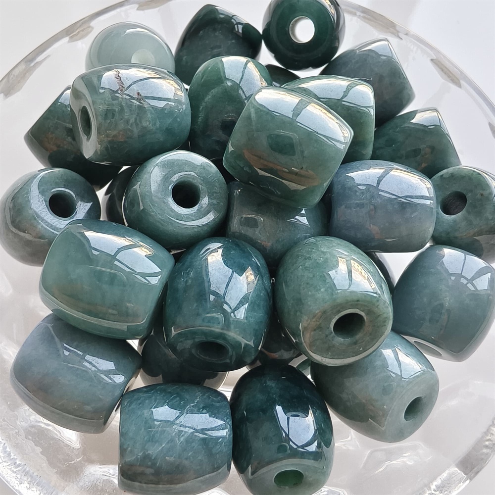 DDP 5pcs 12-15mm Natural Certificated Type A Blue Watery Guatemalan Jadeite Oval Beads