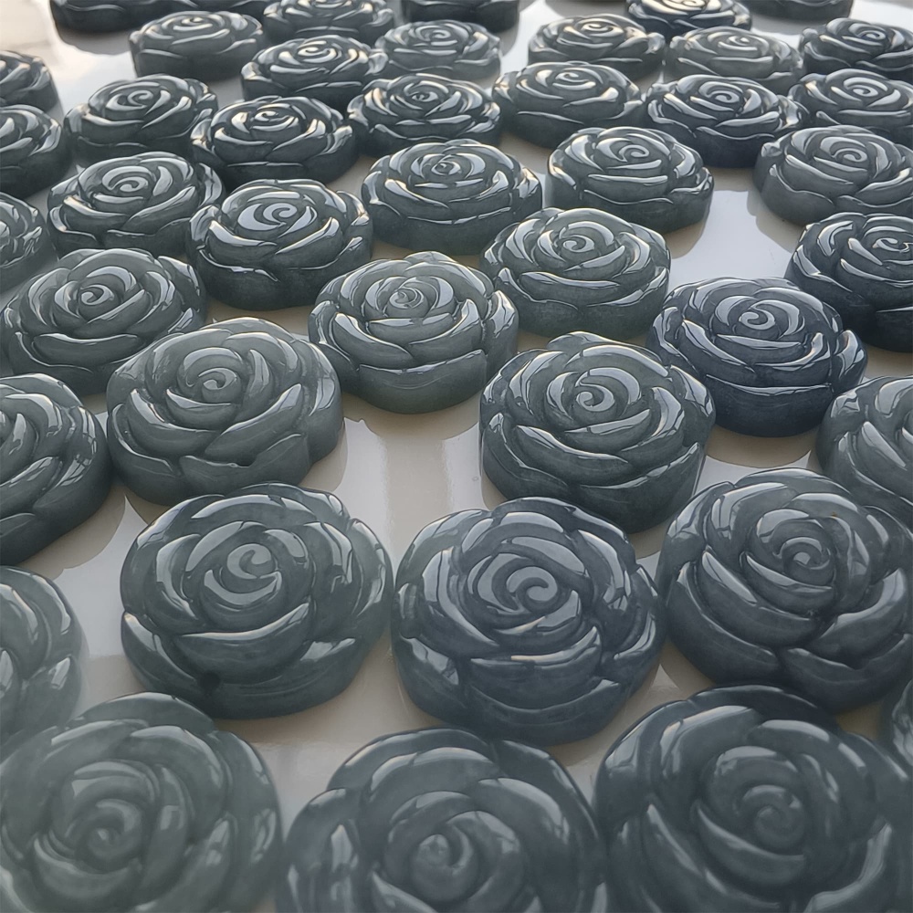 DDP 2pcs 20mm Natural Certificated Type A Blue Watery Guatemalan Jadeite Rose Beads
