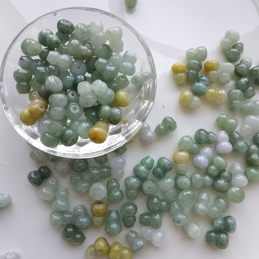 DDP 5pcs 12.5mm Natural Certificated Multi Color Burmese Jadeite Gourd Beads