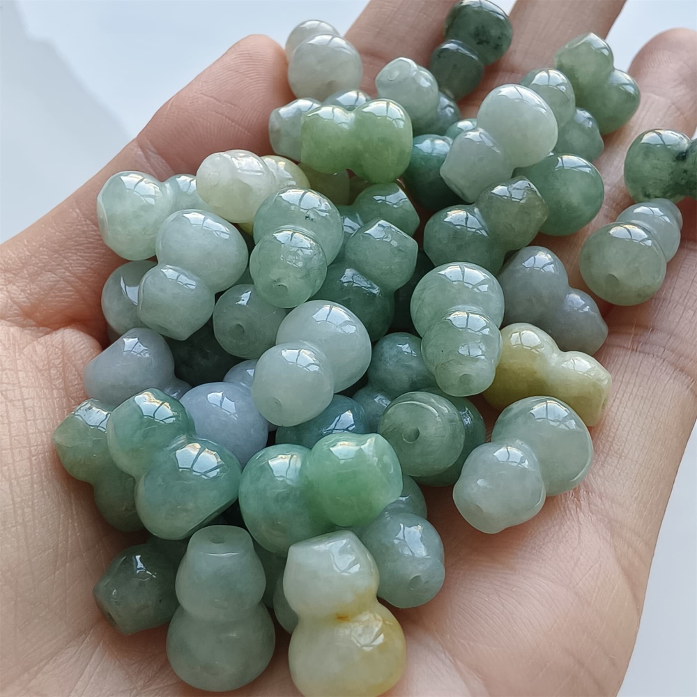 DDP 5pcs 12.5mm Natural Certificated Multi Color Burmese Jadeite Gourd Beads