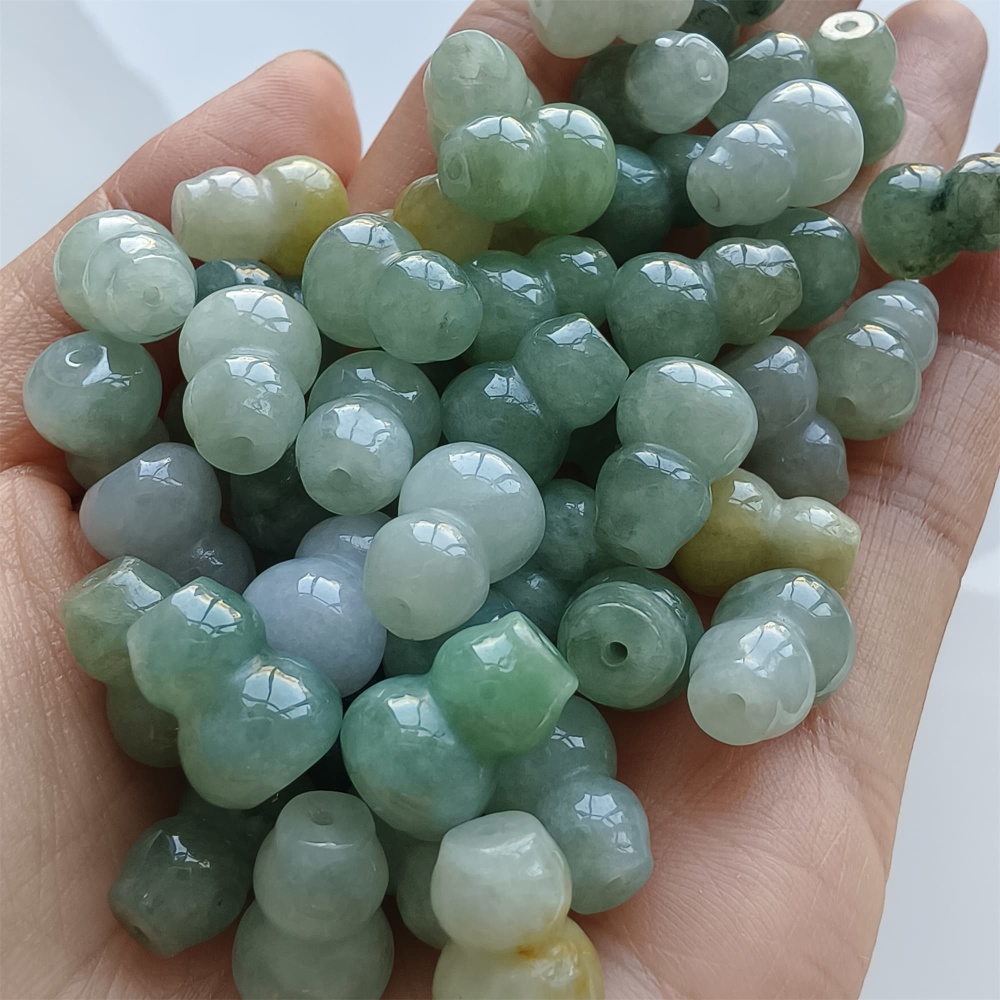 DDP 5pcs 12.5mm Natural Certificated Multi Color Burmese Jadeite Gourd Beads