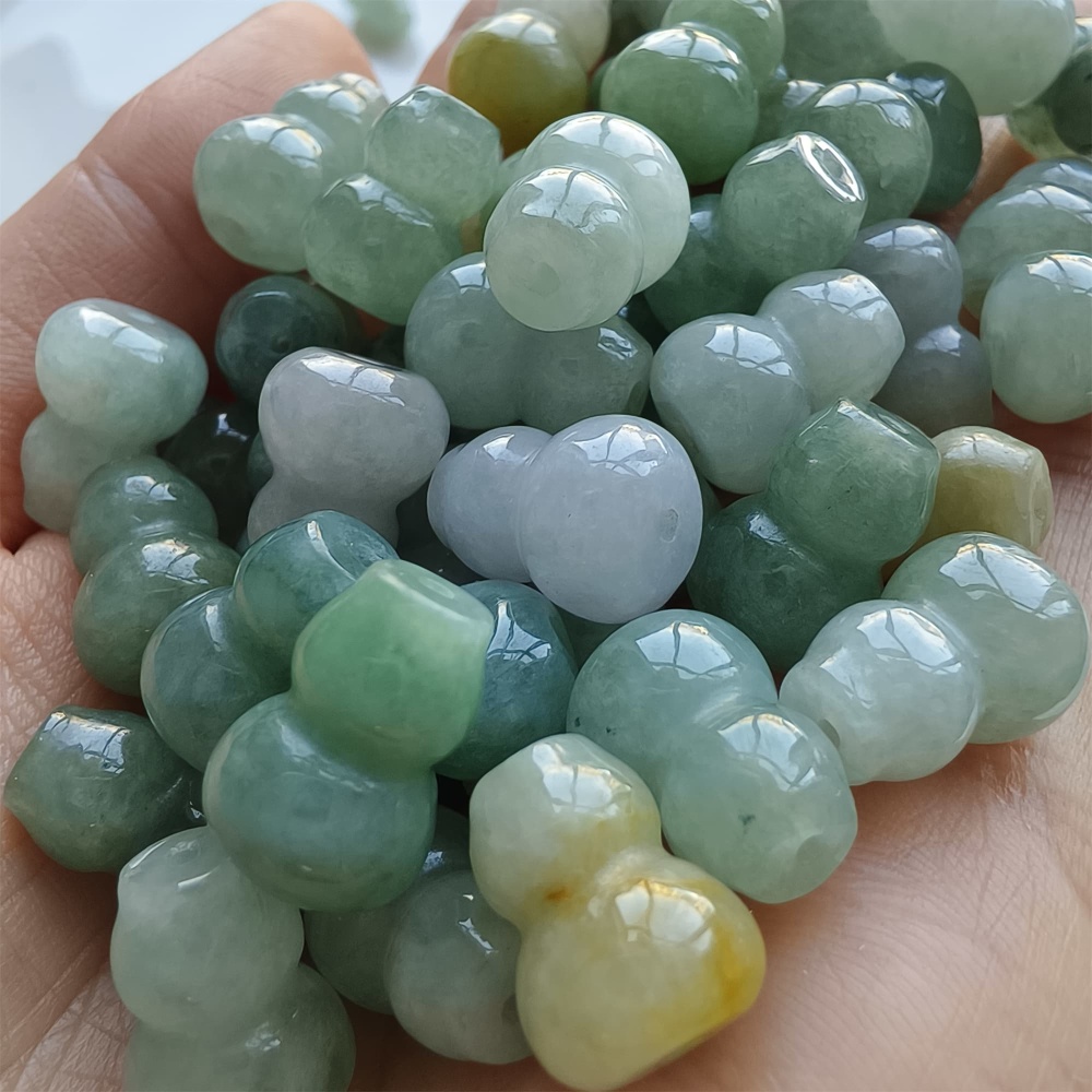 DDP 5pcs 12.5mm Natural Certificated Multi Color Burmese Jadeite Gourd Beads
