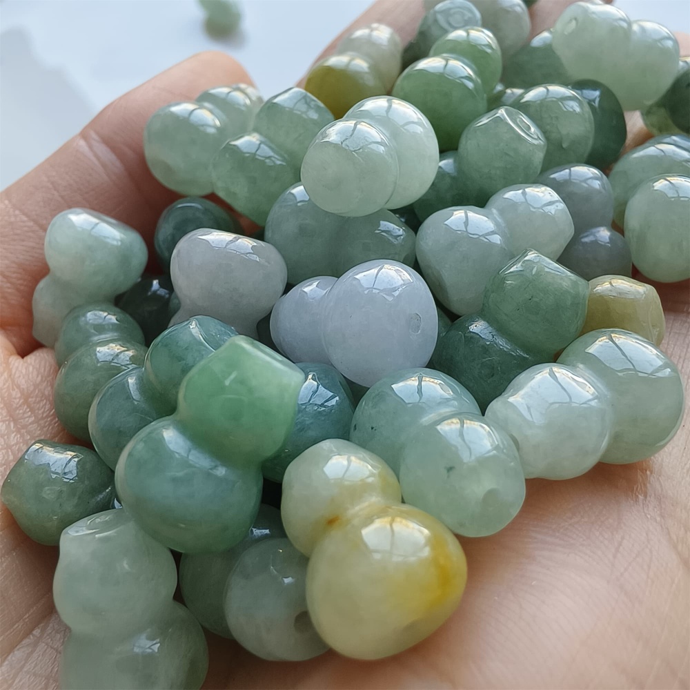 DDP 5pcs 12.5mm Natural Certificated Multi Color Burmese Jadeite Gourd Beads
