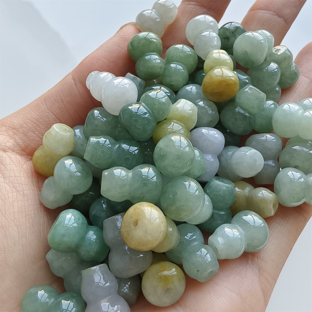 DDP 5pcs 12.5mm Natural Certificated Multi Color Burmese Jadeite Gourd Beads