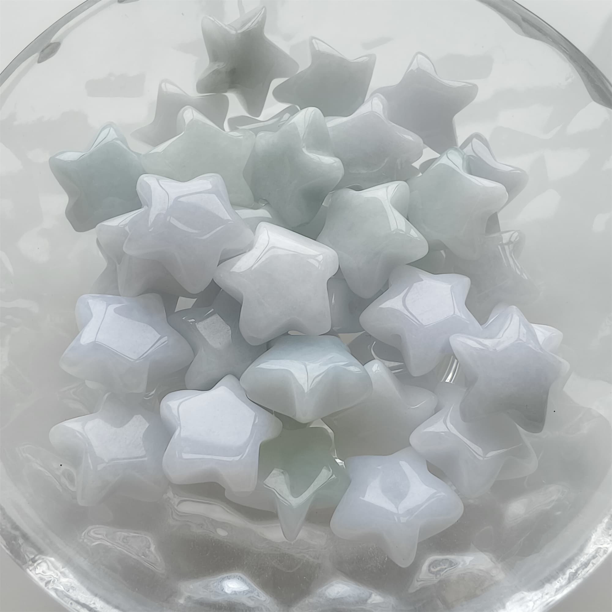 DDP 5pcs 12-13mm Natural Type A Green White Icy Waxy Burmese Jadeite Star Beads