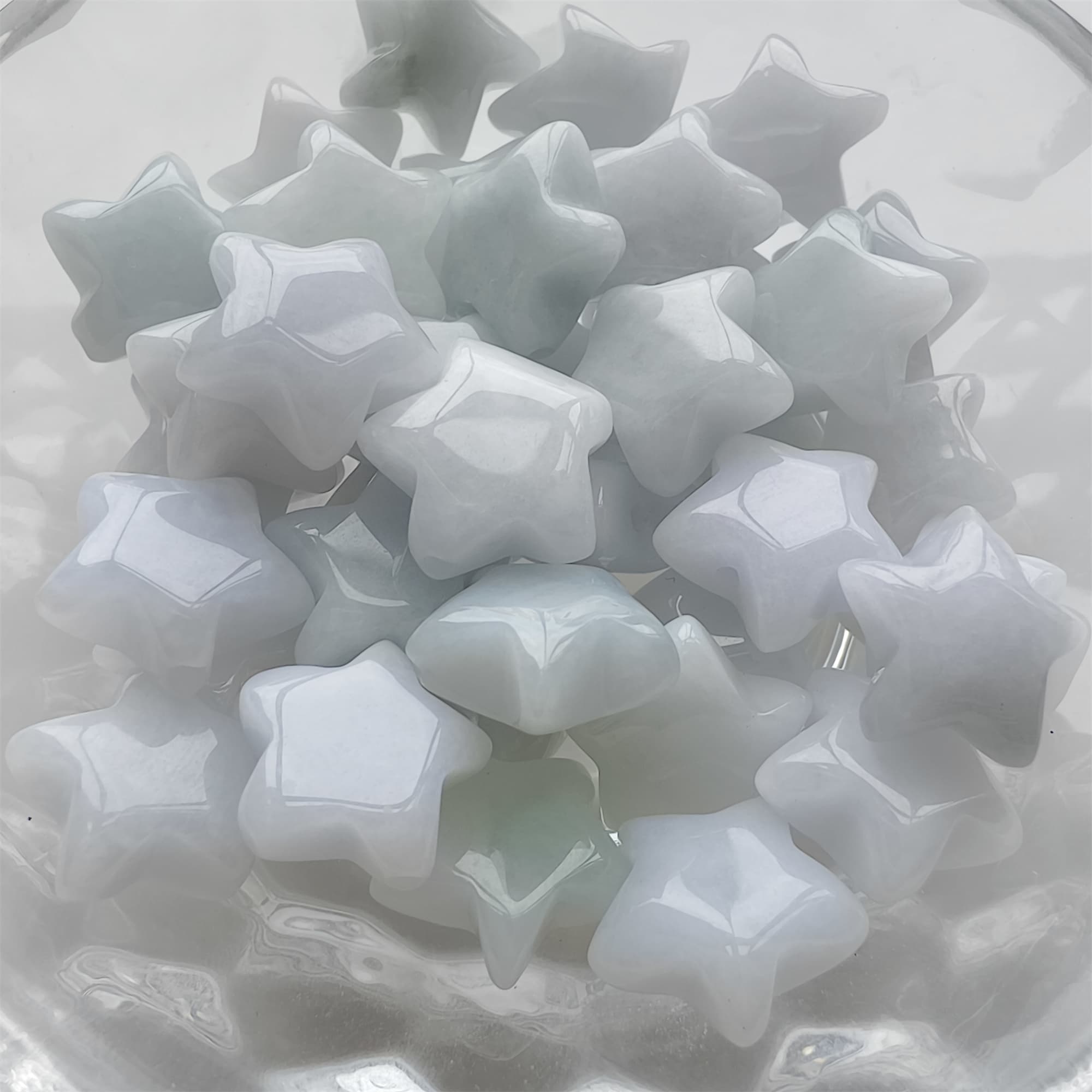 DDP 5pcs 12-13mm Natural Type A Green White Icy Waxy Burmese Jadeite Star Beads