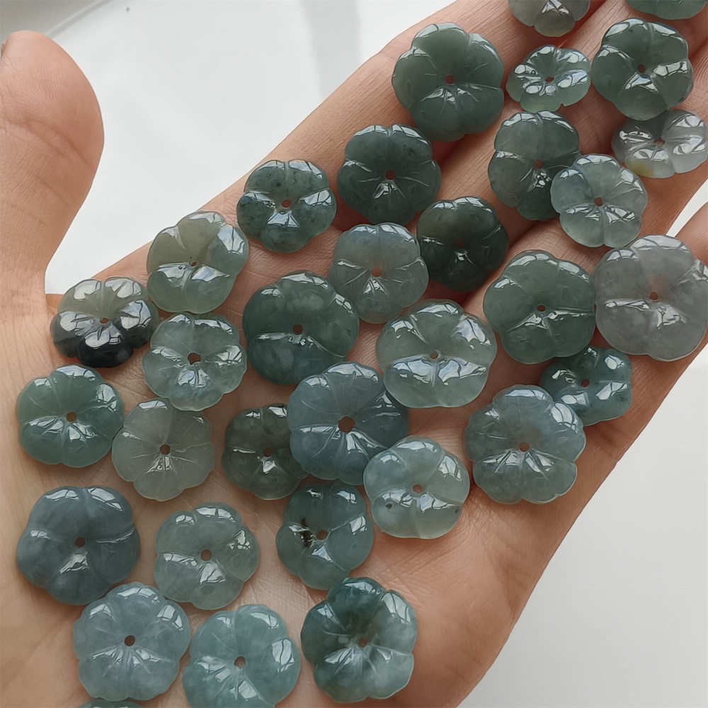 DDP | 5pcs 11-16mm Natural Certificated Type A Blue Guatemalan Jadeite Flower Beads