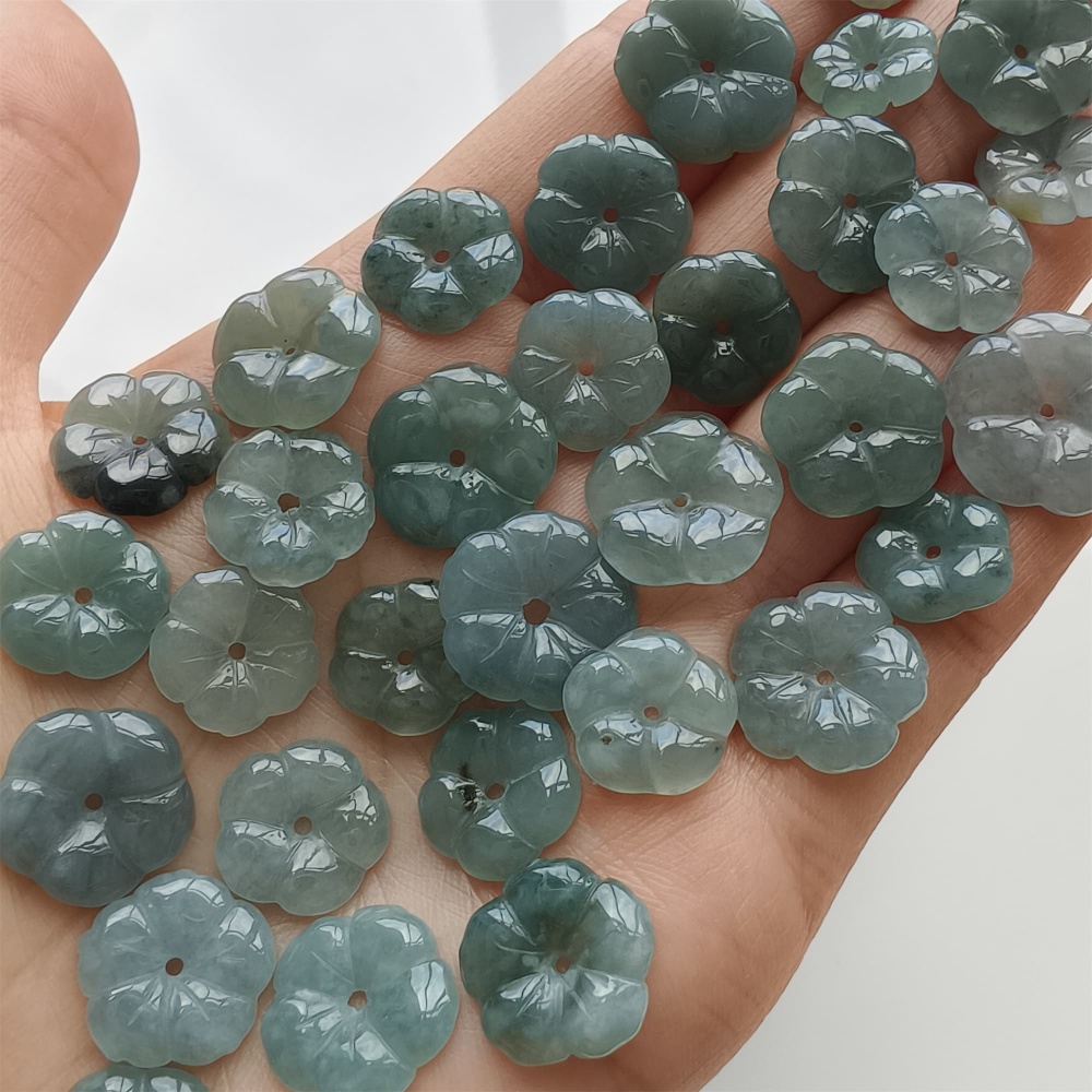 DDP | 5pcs 11-16mm Natural Certificated Type A Blue Guatemalan Jadeite Flower Beads