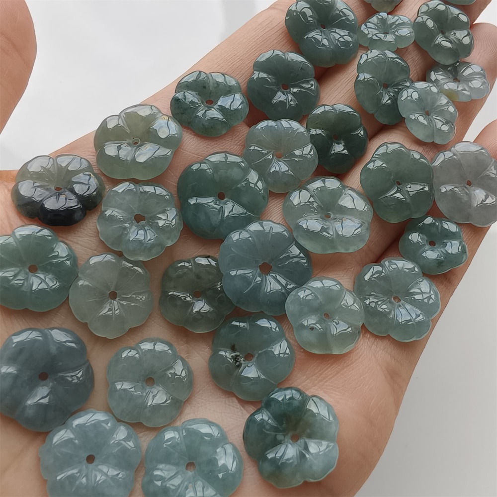 DDP | 5pcs 11-16mm Natural Certificated Type A Blue Guatemalan Jadeite Flower Beads