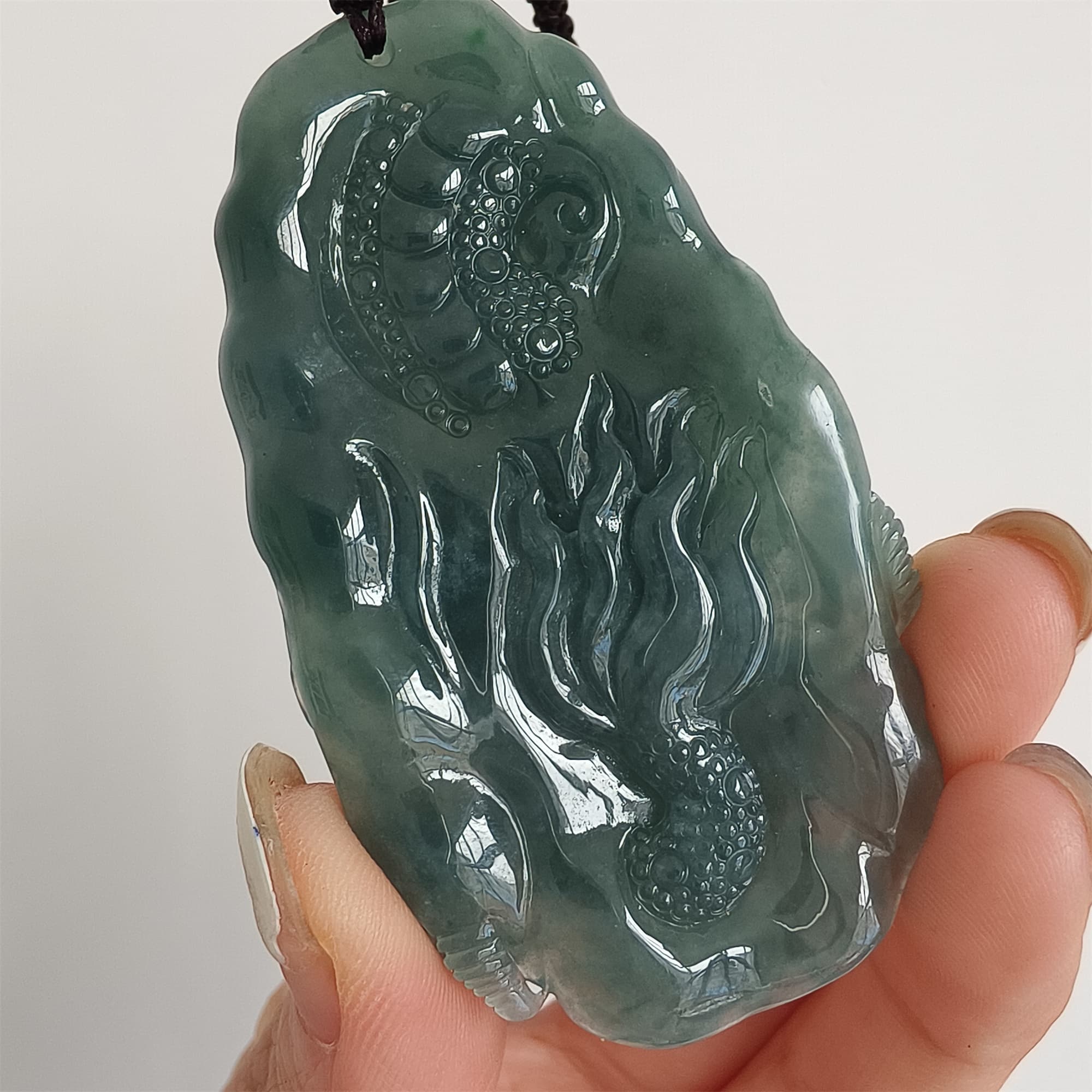 DDP 66mm Natural Type A Untreated Icy Waxy Blue Watery Guatemalan Jadeite Dragon Pendant