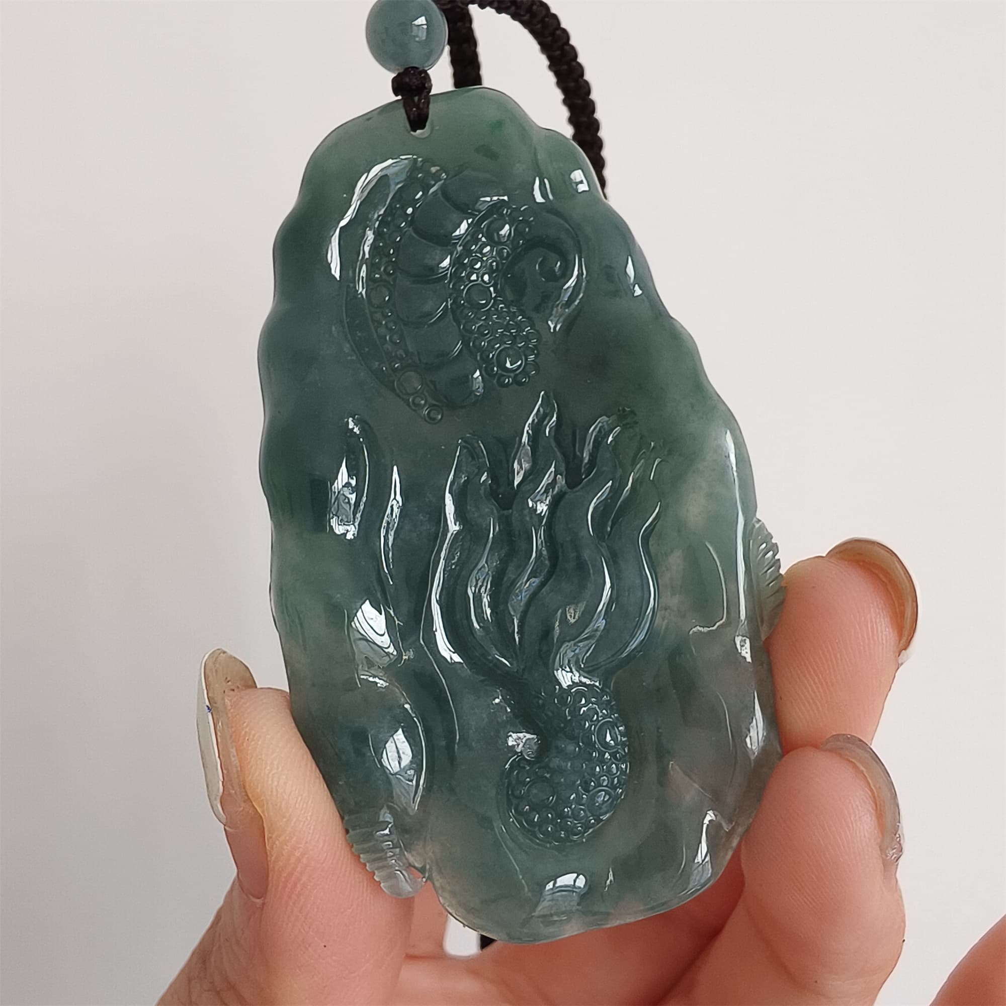 DDP 66mm Natural Type A Untreated Icy Waxy Blue Watery Guatemalan Jadeite Dragon Pendant