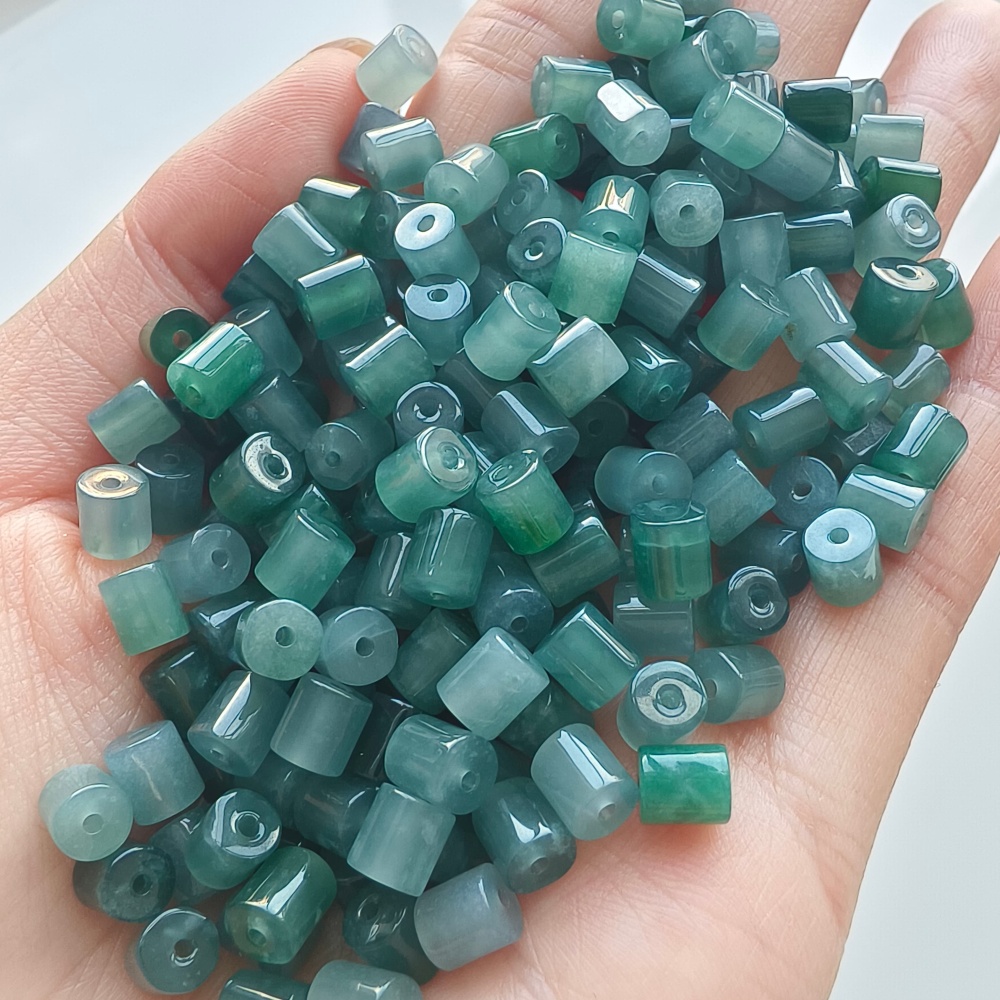DDP 20pcs 5.5mm Natural Certificated Type A Untreated Icy Blue Guatemala Jadeite Cylinder Beads
