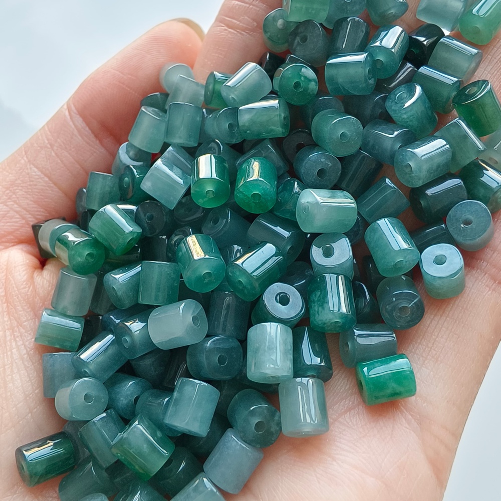 DDP 20pcs 5.5mm Natural Certificated Type A Untreated Icy Blue Guatemala Jadeite Cylinder Beads