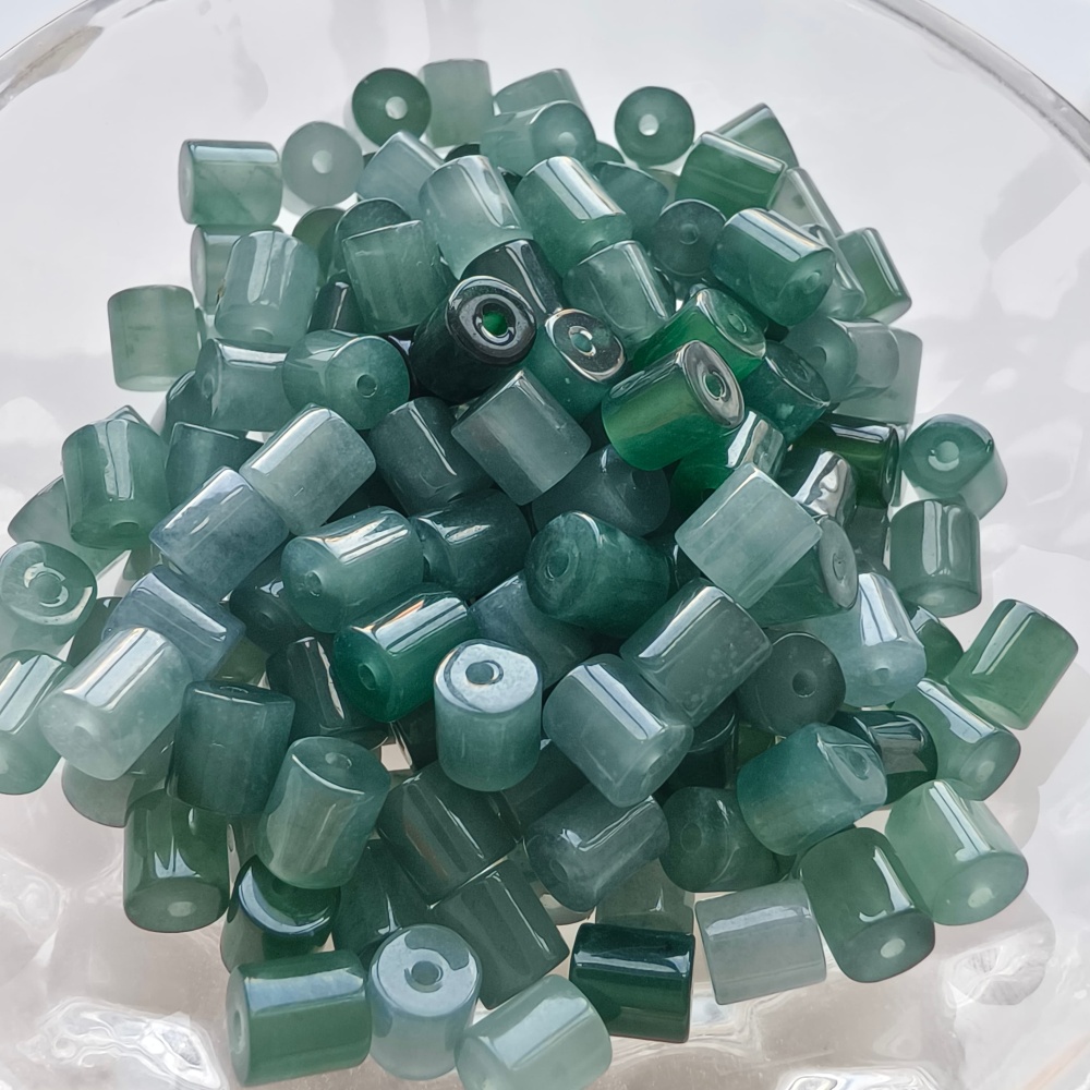 DDP 20pcs 5.5mm Natural Certificated Type A Untreated Icy Blue Guatemala Jadeite Cylinder Beads
