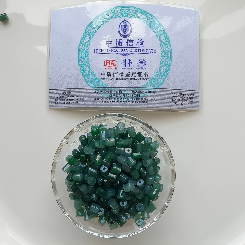 DDP 20pcs 5.5mm Natural Certificated Type A Untreated Icy Blue Guatemala Jadeite Cylinder Beads