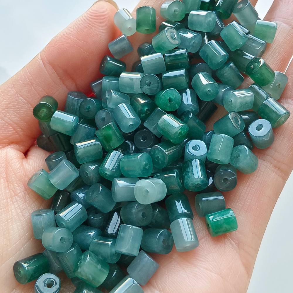 DDP 20pcs 5.5mm Natural Certificated Type A Untreated Icy Blue Guatemala Jadeite Cylinder Beads