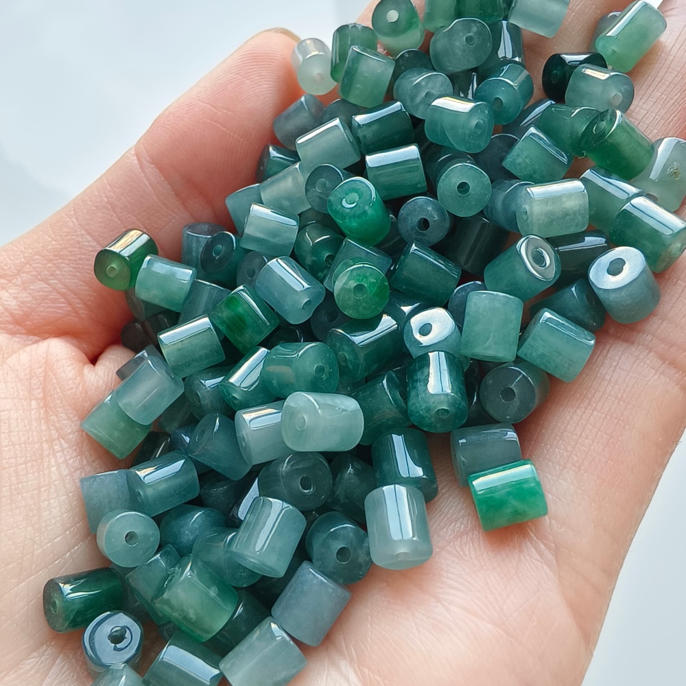DDP 20pcs 5.5mm Natural Certificated Type A Untreated Icy Blue Guatemala Jadeite Cylinder Beads