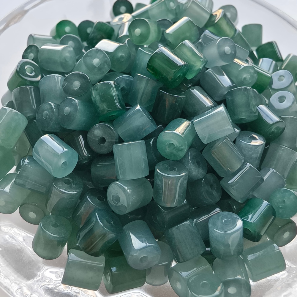 DDP 20pcs 5.5mm Natural Certificated Type A Untreated Icy Blue Guatemala Jadeite Cylinder Beads