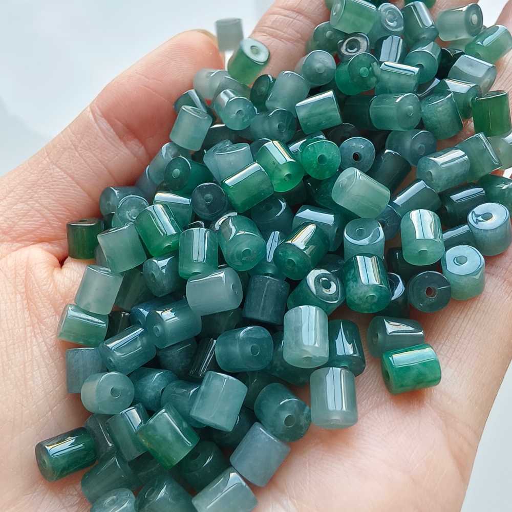 DDP 20pcs 5.5mm Natural Certificated Type A Untreated Icy Blue Guatemala Jadeite Cylinder Beads