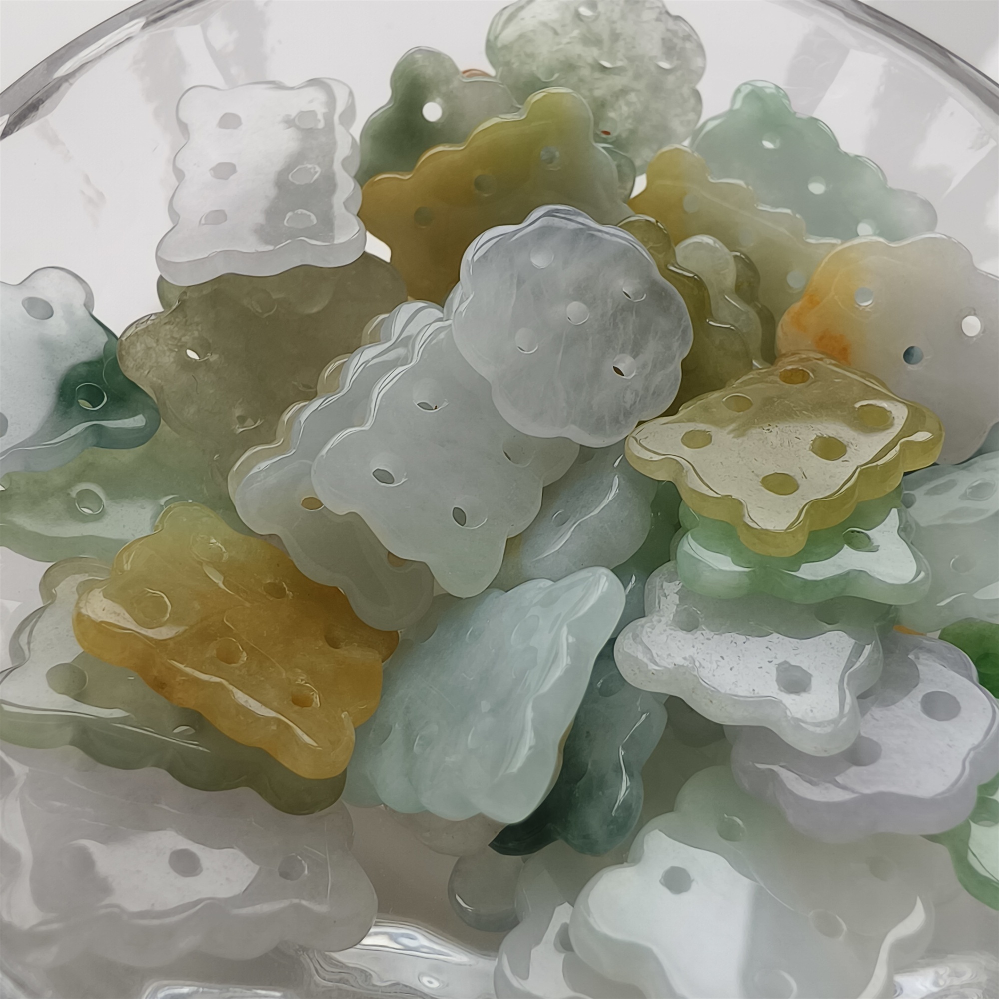DDP 5pcs 13-19mm Natural Certificated Multi Color Burmese Jadeite Cookie Beads