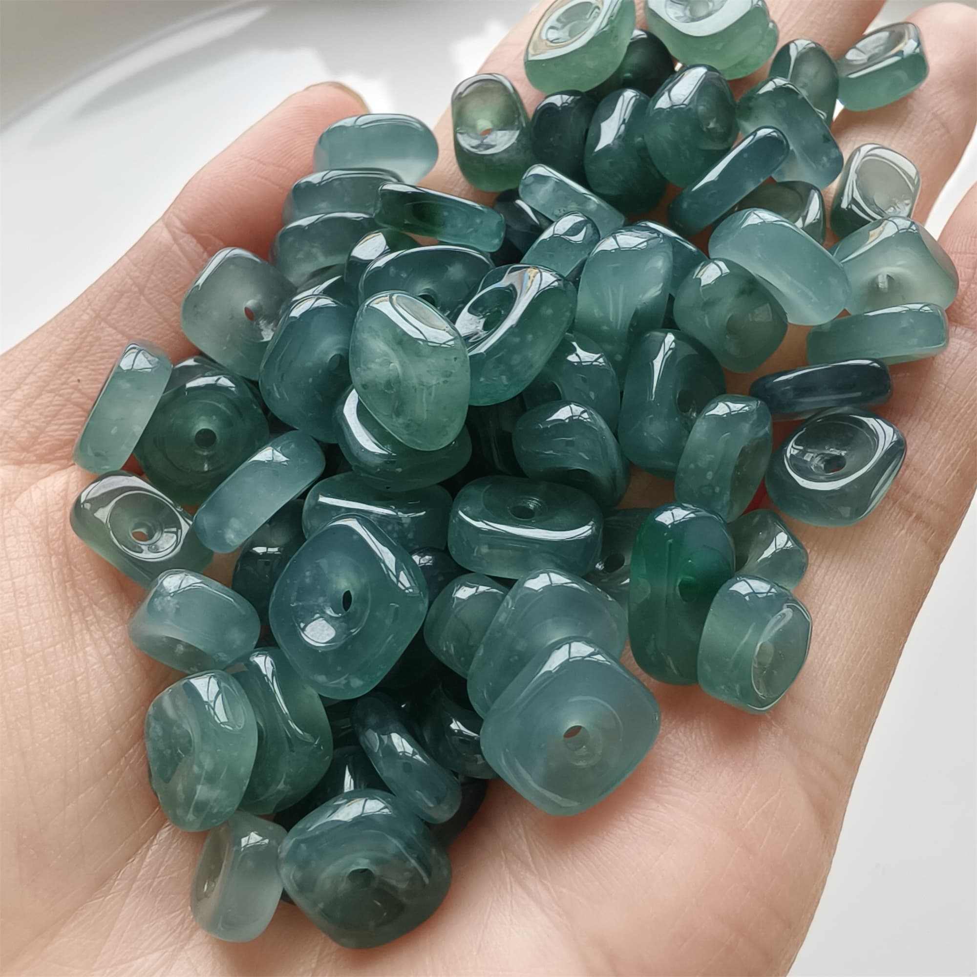 DDP 5pcs 7-12mm Natural Certificated Type A Blue Guatemalan Jadeite Irregular Beads
