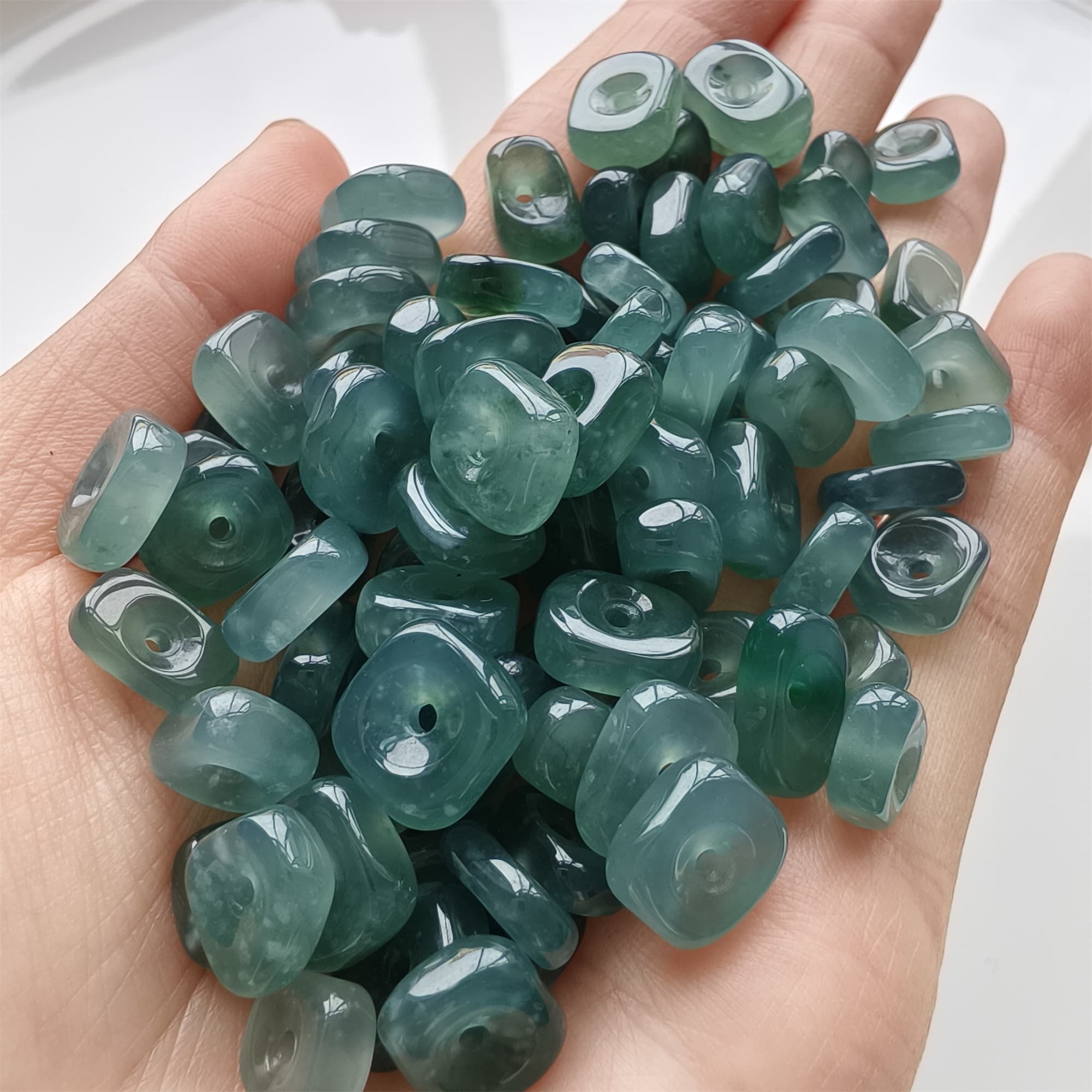 DDP 5pcs 7-12mm Natural Certificated Type A Blue Guatemalan Jadeite Irregular Beads