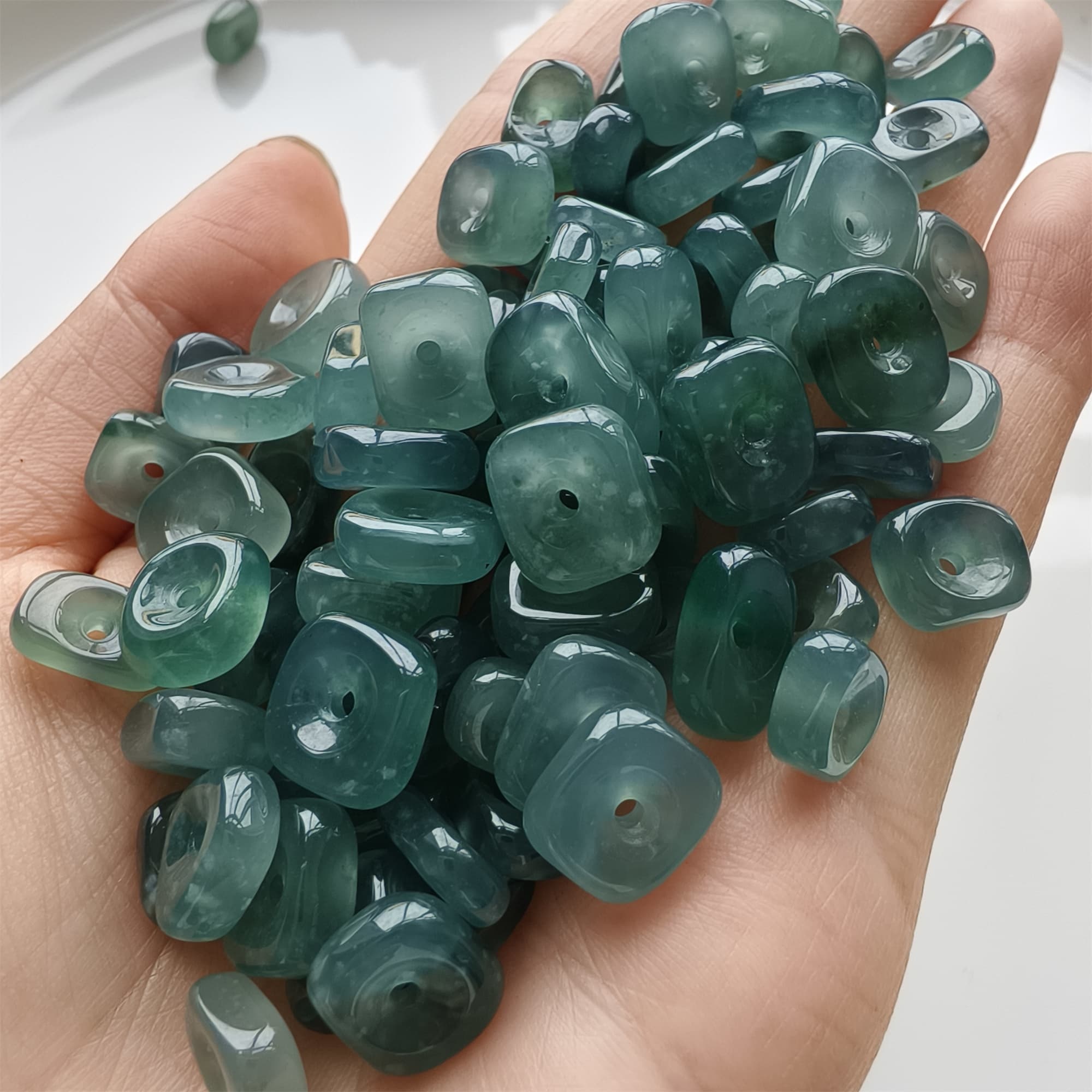 DDP 5pcs 7-12mm Natural Certificated Type A Blue Guatemalan Jadeite Irregular Beads